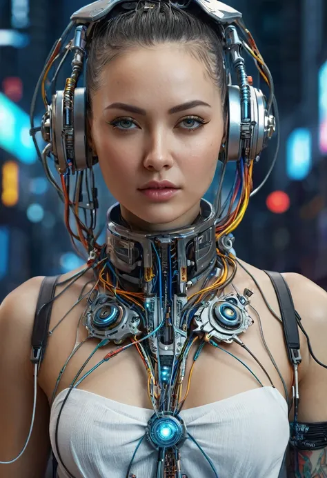 ((extremely delicate and beautiful cybernetic girl)), ((mechanical limblood vessels connected to tubeechanical vertebrae), ((mec...