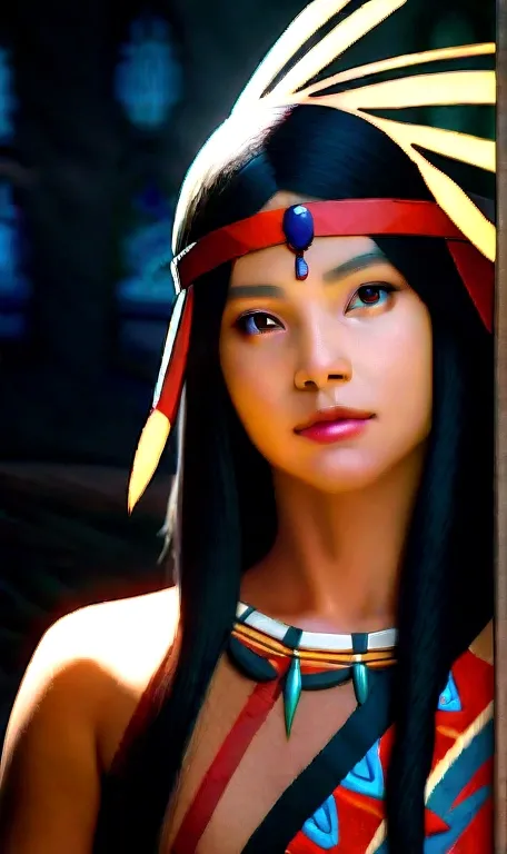 Surreal cinematic image of Indian natives with feathers on their heads, Native Americanアート, Indian Warrior, Native American, Nat...