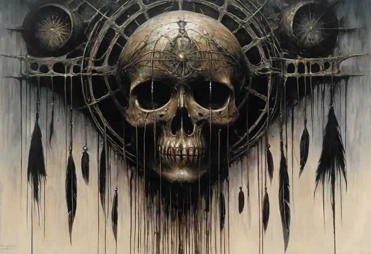 (Masterpiece, best quality), (lo Gothic), Dream Catcher, Vampir, (HG giger, Art by Hermann Nitsch, Beksinski, Dariusz Zawadzki, ...