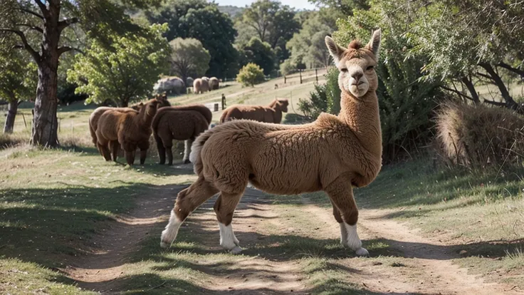 Happy alpaca in the wilderness