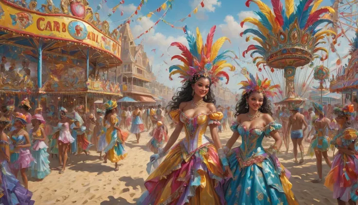 Beach, carnival, Festivities, Highest quality, masterpiece, Representative works, Official Art, Professional, Super intricate de...