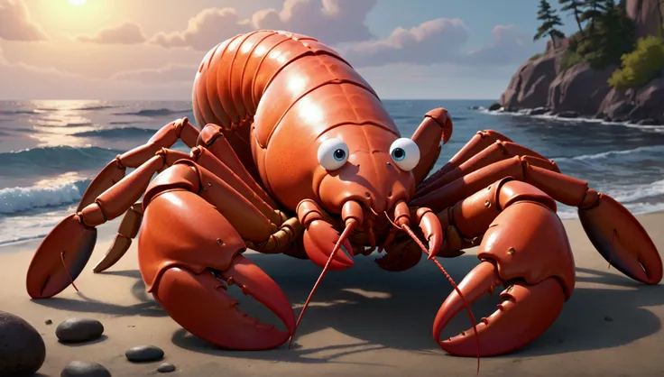 Large lobster, pixar cartoon style，masterpiece, best quality