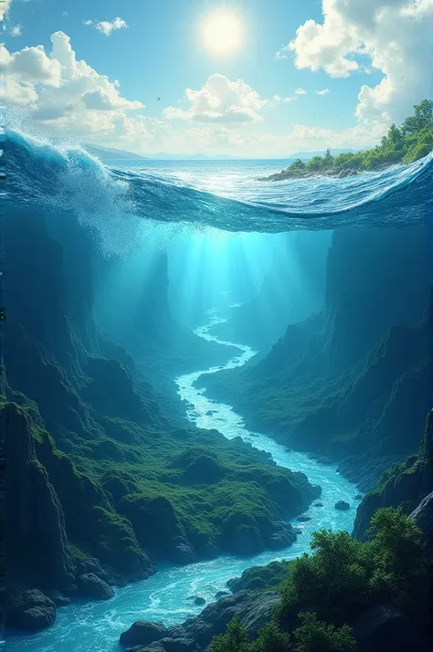 oceans and rivers that flow on the surface of the earth.