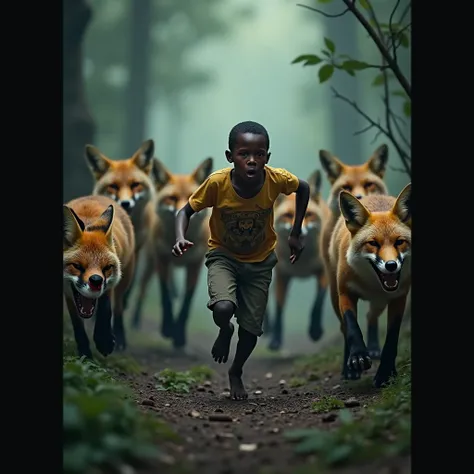 video around dangraus forest in 10 to 12 fox looked very danger mauth in blud any other animal in which african boy cry run