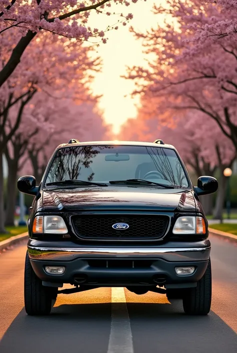 a 2001 ford expedition truck with a black hood