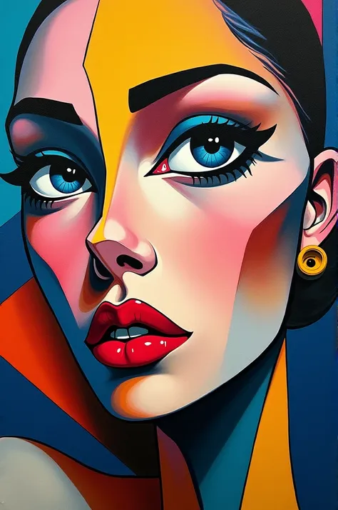 a woman face in cubism art