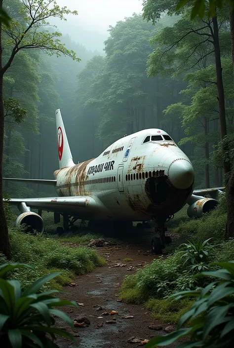 boeing 747 passenger plane wreckage livery "japan air&#39; stranded in the middle of the forest, the condition of the plane&#39;...