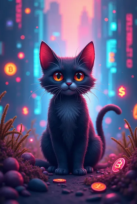 cat fan art withe ton crypto coin