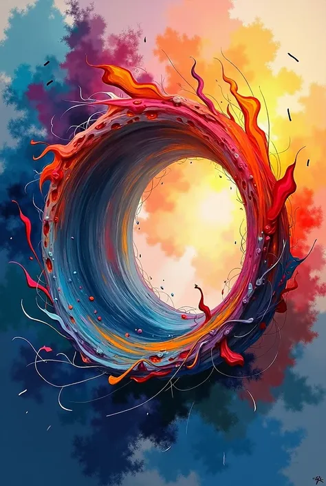 create a three-dimensional circle. using the combination of watercolor and mixed media colored pencils. use vibrant colors. the ...