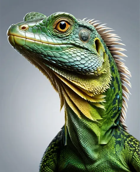 Please make a hyper realistic illustration portrait that is close to reality of a unique creature that is a combination of sever...