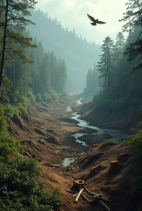 shots of deforestation, illegal logging