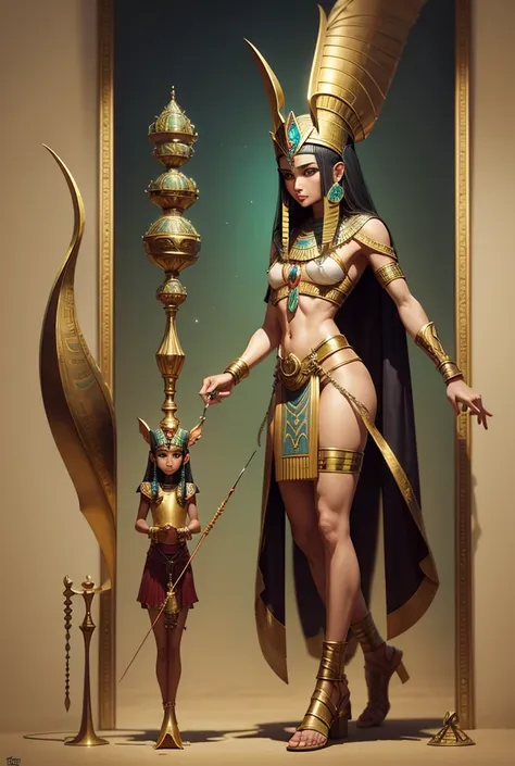 egyptian god creature fantasy with theowing needle