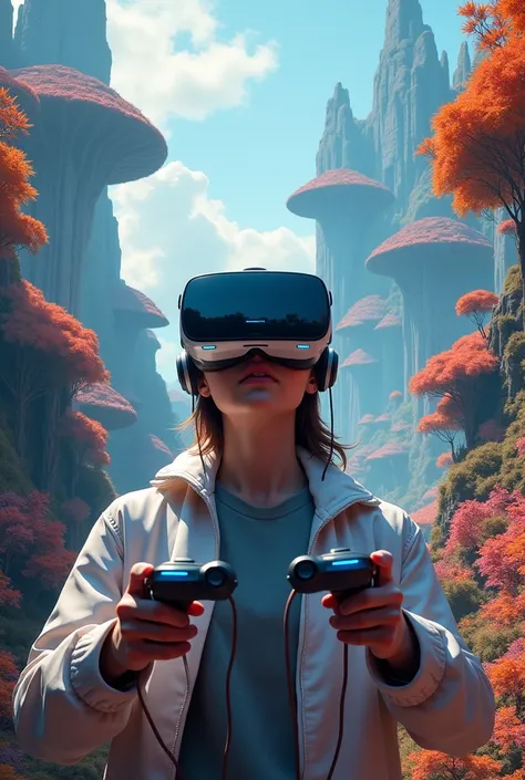 first-person view of a person using a virtual reality lens