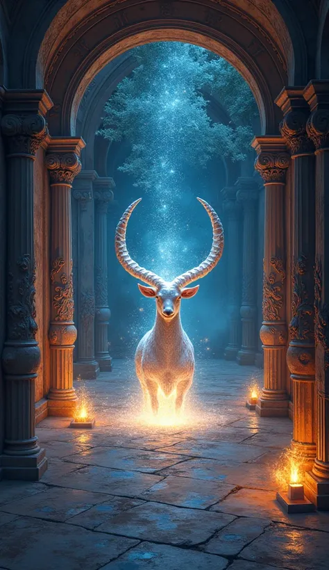 a room filled with mystical and zodiacal elements, invoking a sense of magic and mystery of capricorn. zodiac symbols intricatel...