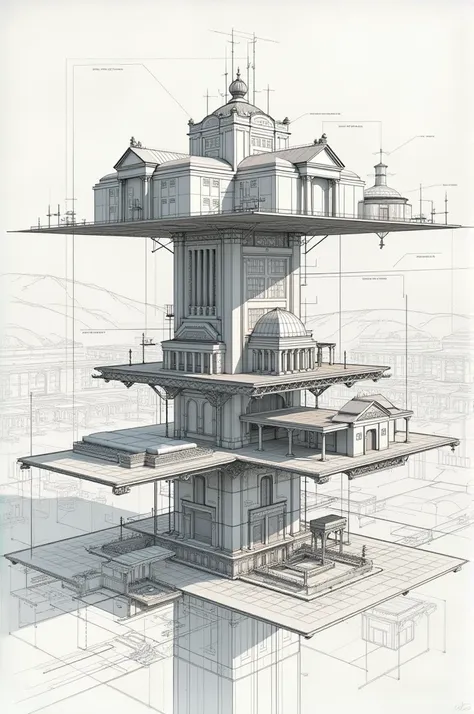 architectural drawing showing its parts