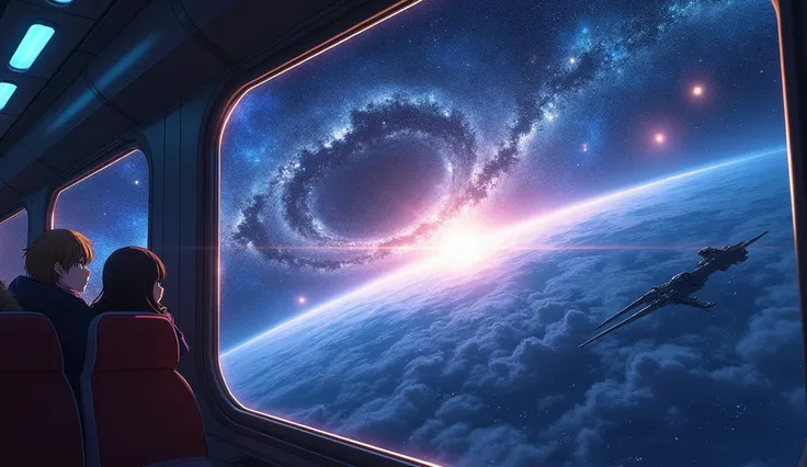 ((highly detailed anime art)),view of space from the train window,sf,colorful,fantasy,star,milky way,milky way,space station,惑st...