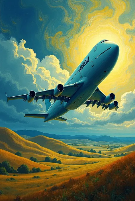 Airbus Beluga with a landscape by Vincent Van Gogh