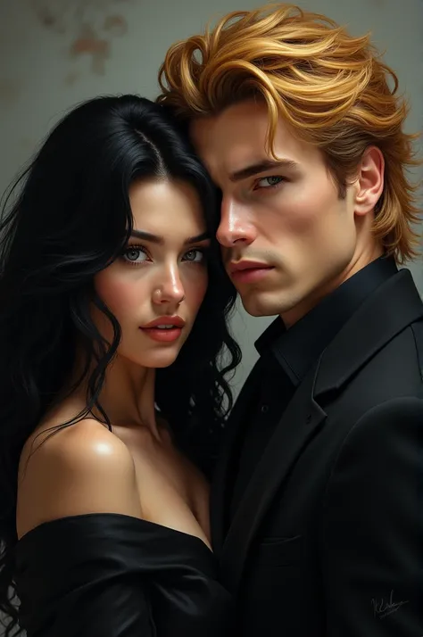 Black-haired woman and yellow-haired man