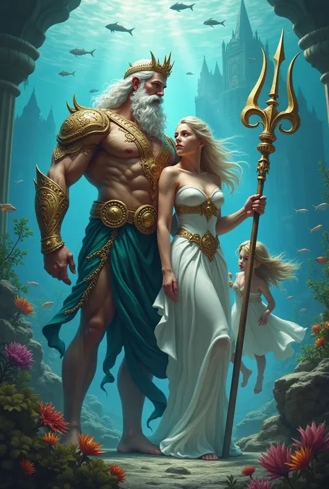 i want poseidon with his wife antifrite and his children