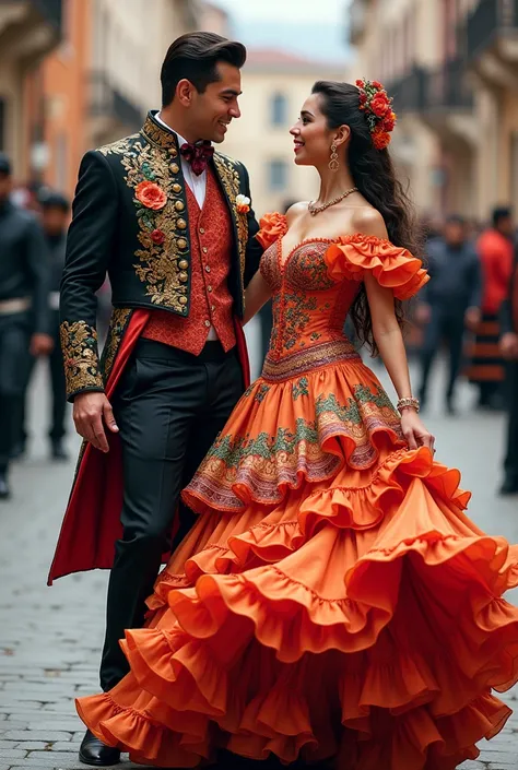 complete couple costume to win the cajamarca carnival , elegant and colorful