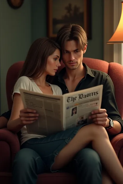 leon kennedy wearing a black shirt reading newspaper sitting on the chair wearing rolex stainless steel watch while his boyfrien...