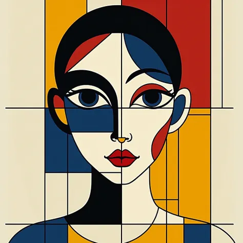 patterned face from mondrian&#39;s composition