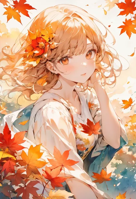 (masterpiece, best quality),(double exposure:1.2),
watercolor print collage depicting,(a girl,The moment when summer turns into ...