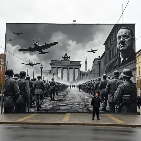 background of the decisive battle of world war ii，murals in berlin，black and white mural，the mural reads in german：berlin、final ...