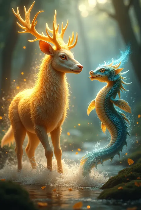 then suddenly a golden deer come and the dragon becomes a fish