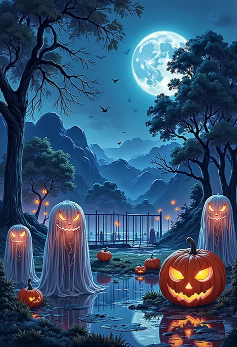 HalloweenGlowStyle ,Playground,Halloween,Halloween南瓜, dark , atmosphere, night, glow, (masterpiece:1.3) ( Best quality:1.2) (Hi...