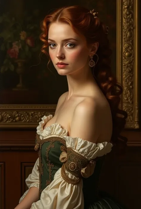 please create a renaissance-style painting of a beautiful woman of renaissance italy time period.