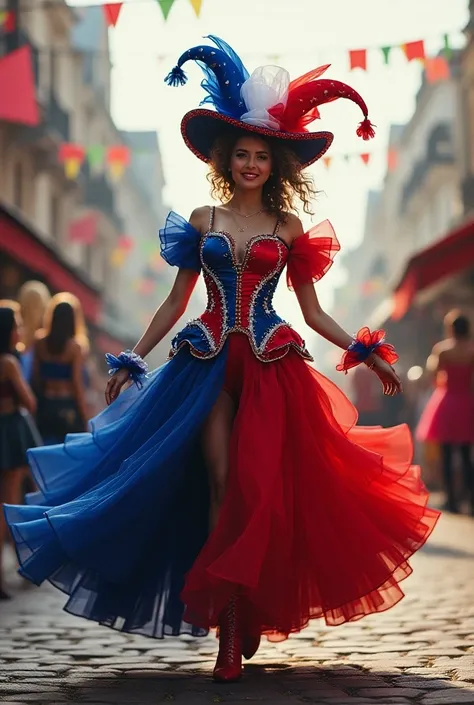 france blue white and red carnival outfit