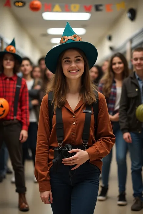 Take a picture of some high school s doing Halloween Poctcats