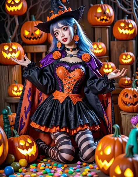 (tmasterpiece), ( super detailed :1.3),Best quality,(flash:1.2),( fantasy Halloween world :1.4),( Van Gogh Halloween :1.5),((( d...