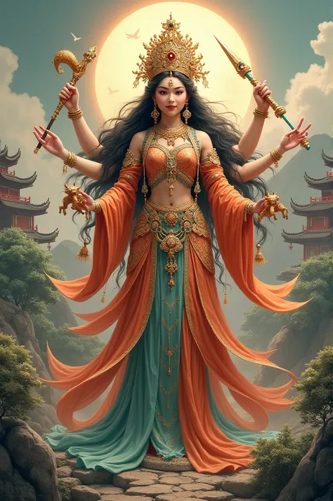 godess durga in china culture dress