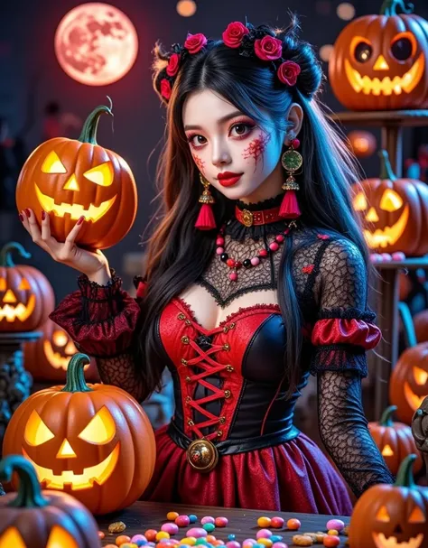 photography style, RAW photo of HalloweenGlowStyle magenta shirt, (Masterpiece:1.3) (Best quality:1.2) (High quality:1.1) ，lands...