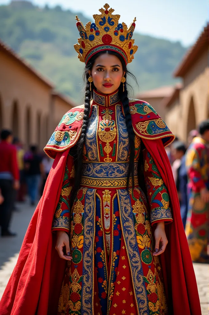 carnival costume for a contest based on the coat of arms of the department of cajamarca- peru