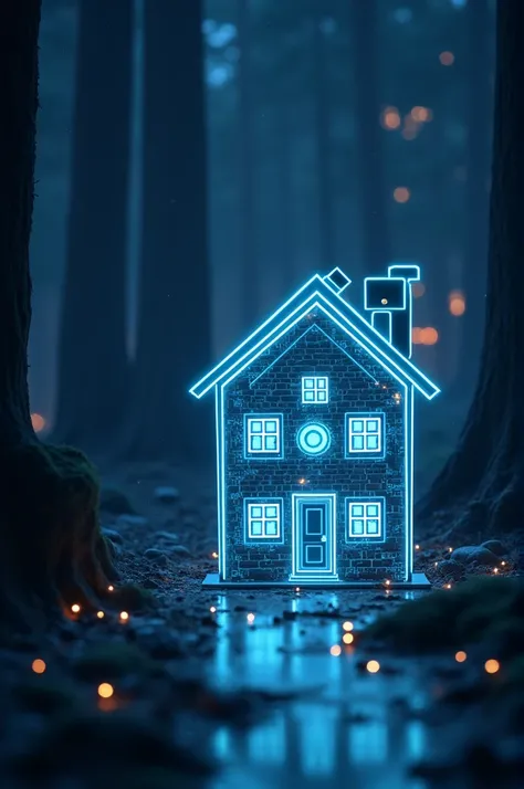 Logo that shows a safe house with electronic security and futuristic security cameras in which electronic security stands out a ...
