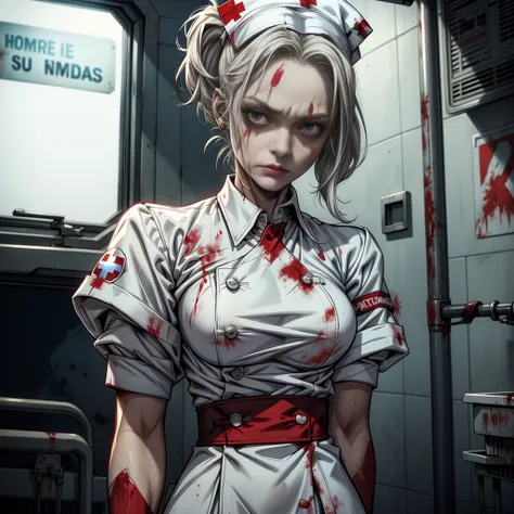 "personagem da arlequina do filme zombie clasic nurse suicide squad" (classic white nurse uniform in a hospital a lot of blood o...