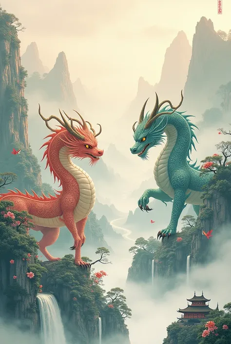 a fictional picture of monster races in the style of chinese fantasy painting