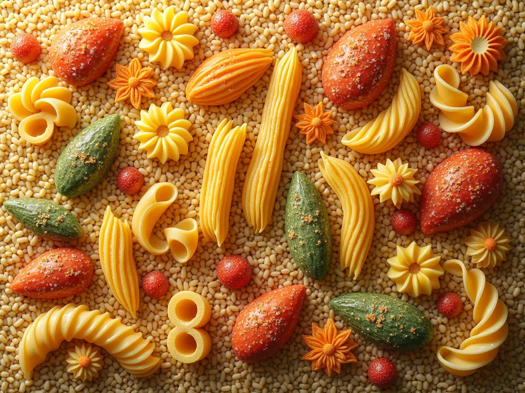 drawing of a mosaic of italian pasta