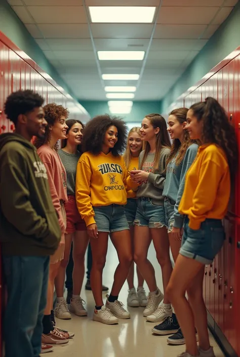 12 teenagers boys an girls Zodiac squad at high school realistic