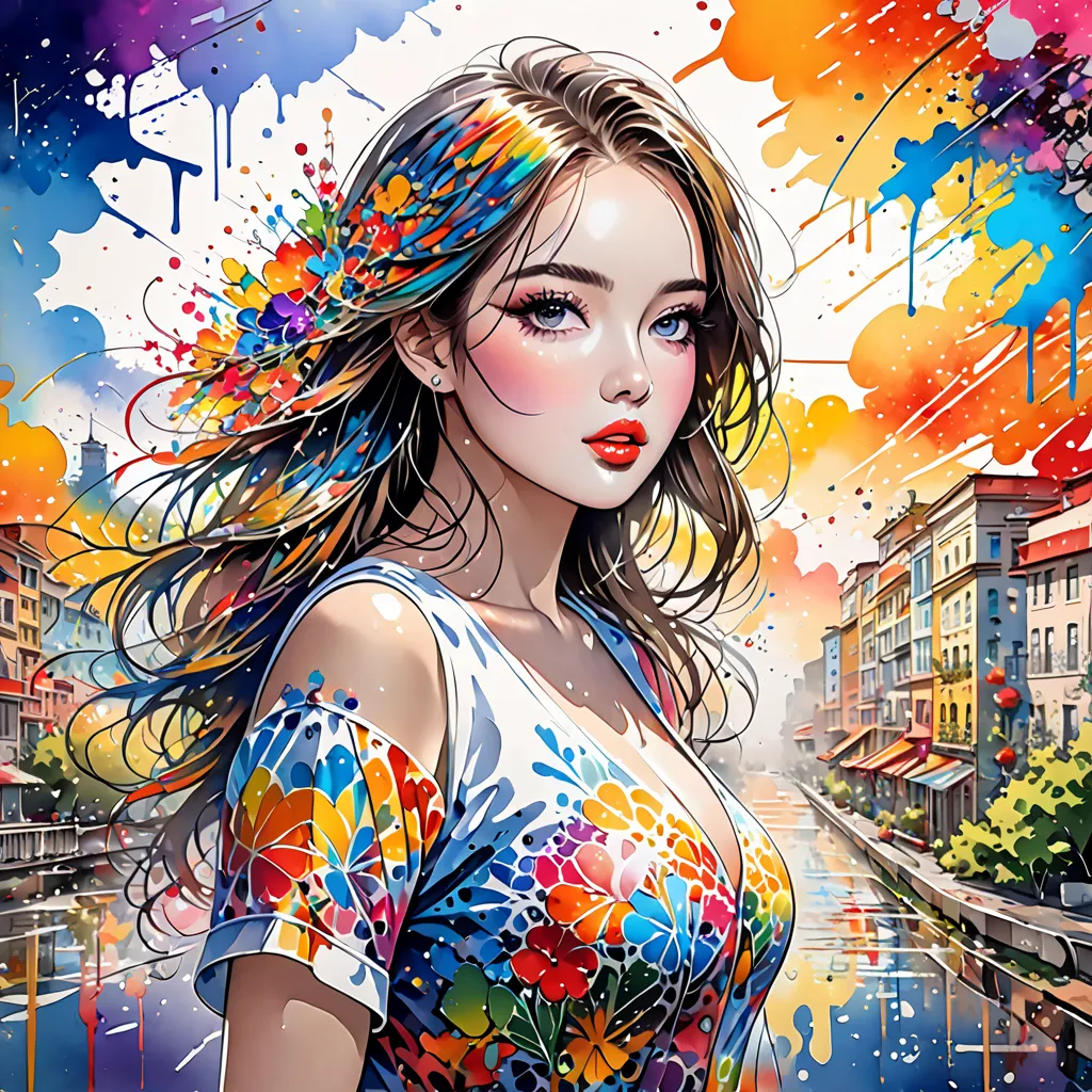 beautiful and expressive painting in the mijo style 、(((stylish))), 8k quality、intense watercolor, detailed watercolor art, wate...