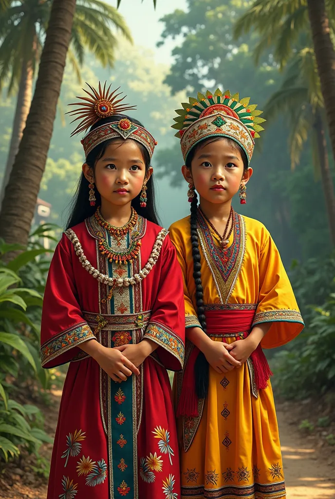 pre spanish colonial philippines costume for girls and boys