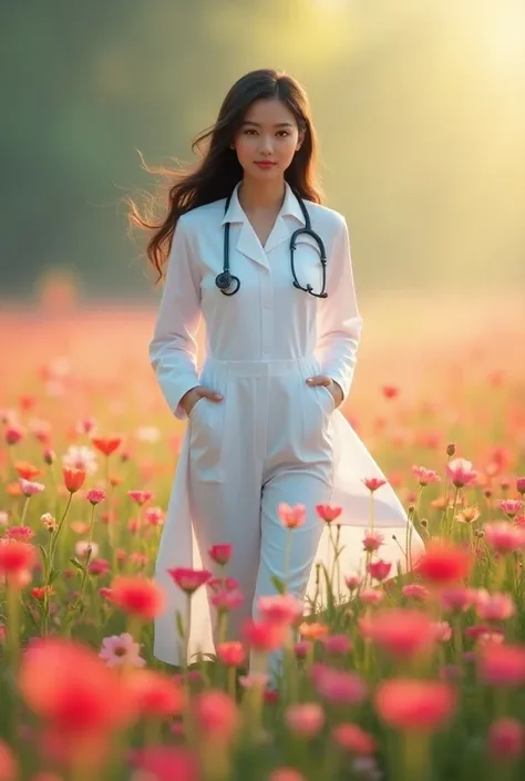 dr. muskan chines female doctor with uniform pakistani sexy doctor walking on flowers gordon and love mod