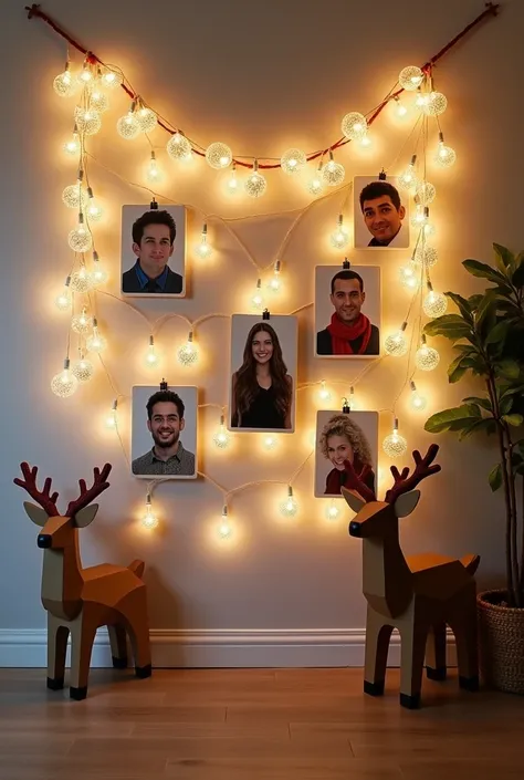 I want to decorate the Christmas office , on the wall I want a string that shines decorated light bulbs and also that hangs a p...