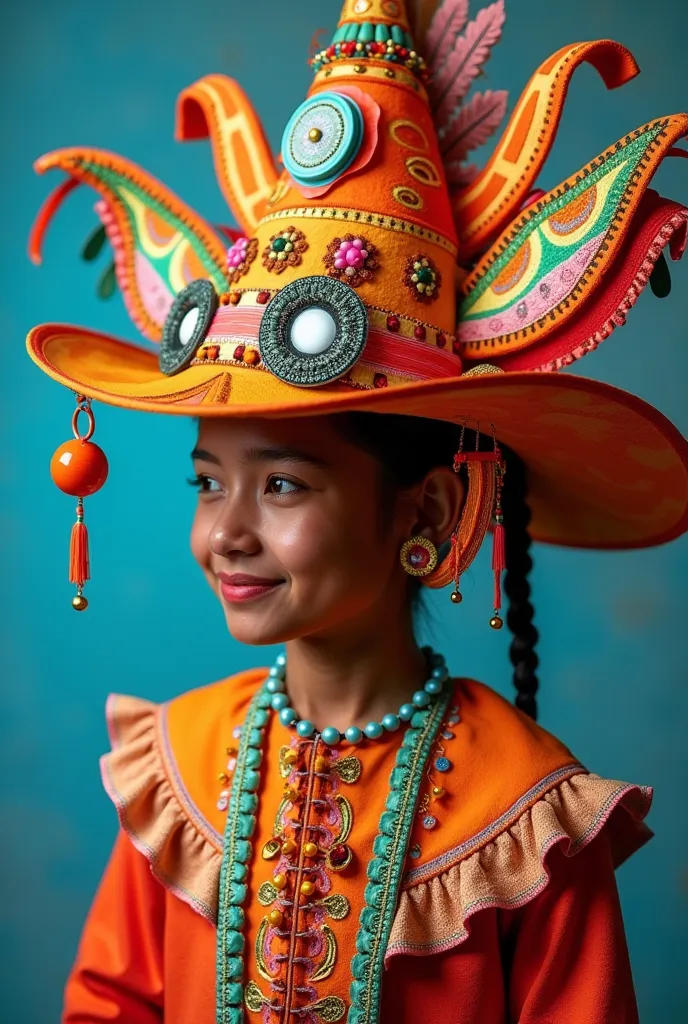 create an image of a hat for a uruguayan-style murga that has a play control