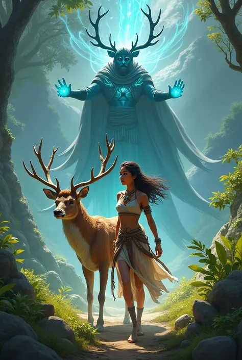 a woman named maya, guided by a majestic deer named ora, emerged as a courageous hero, defeating a powerful sorcerer and protect...