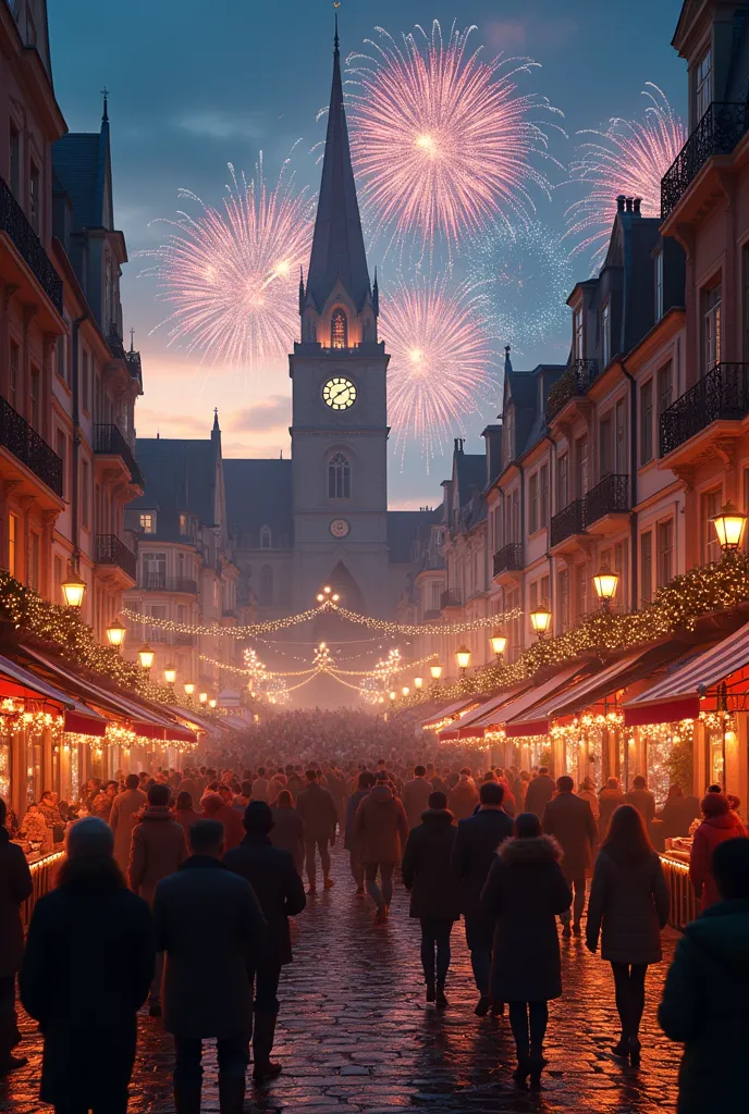 new year's street in a european country