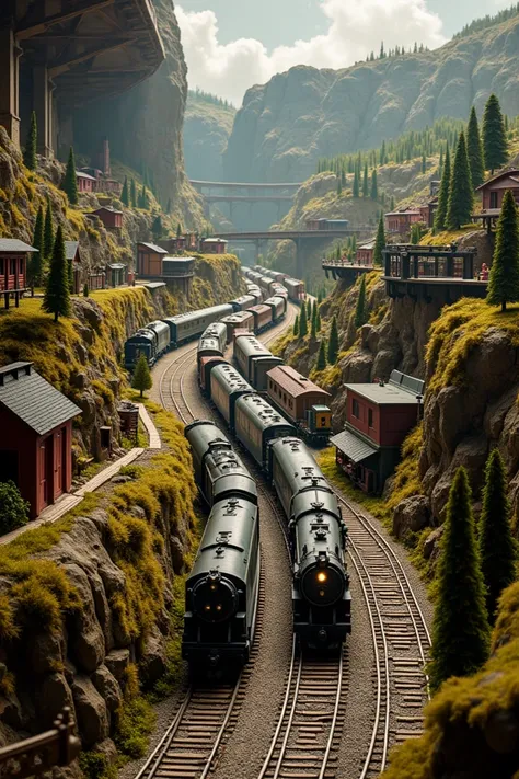 huge train set in basement